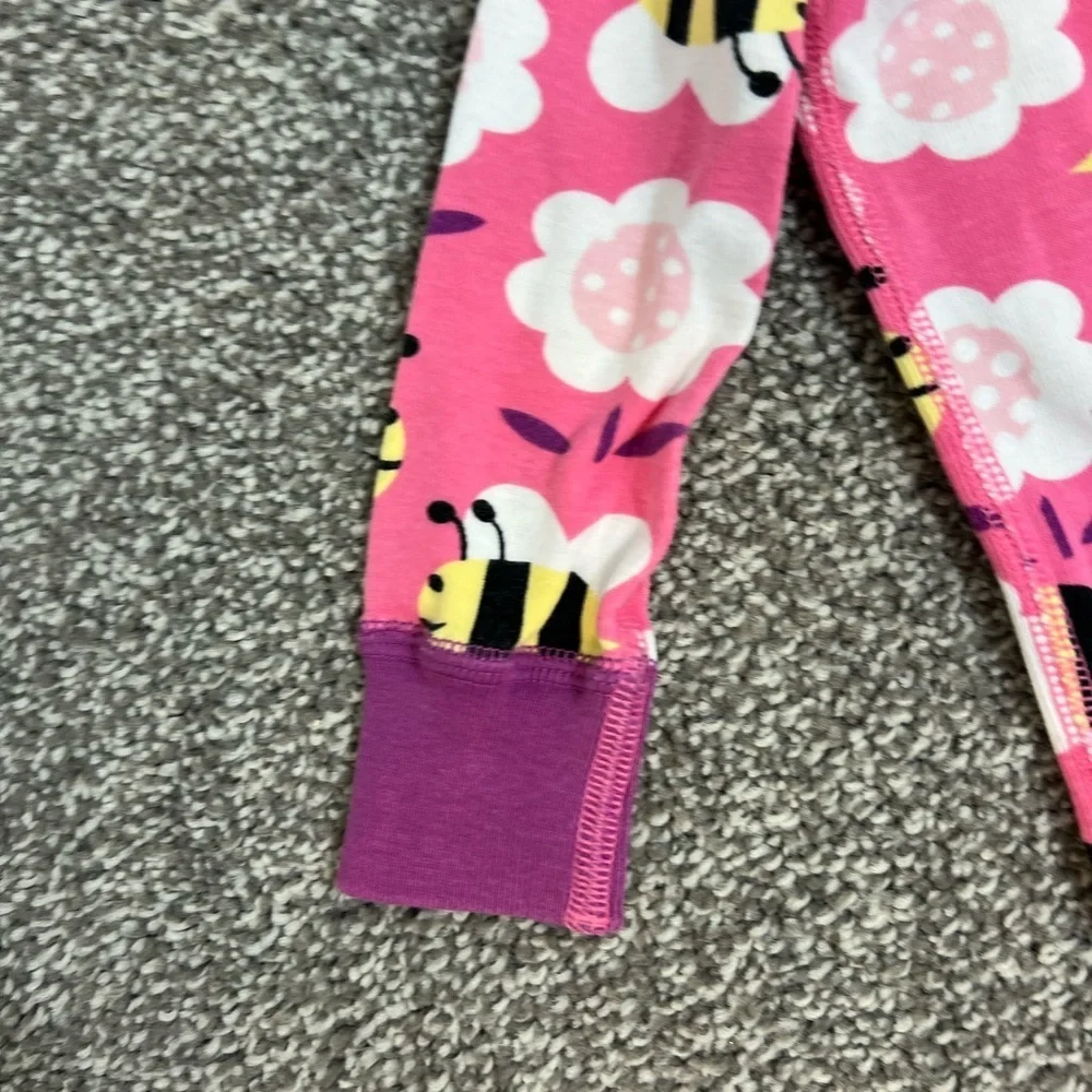 Hanna Andersson sleeper Pink Bee and Flower Kids pajamas 9-18 months